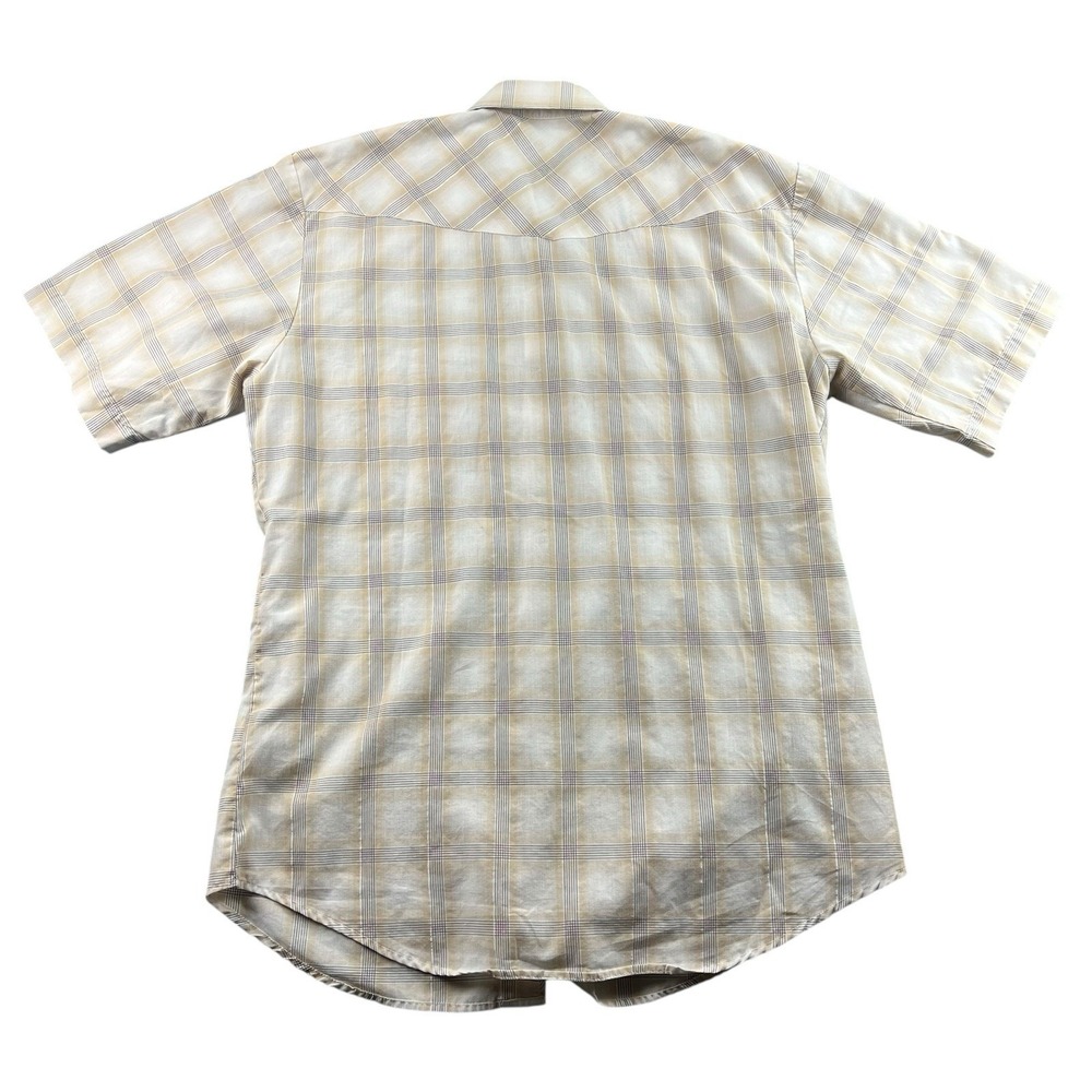 Roper Men's XL Western Pearl‎ Snap Beige Plaid Long Sleeve Shirt Silver Threads - Picture 2 of 10
